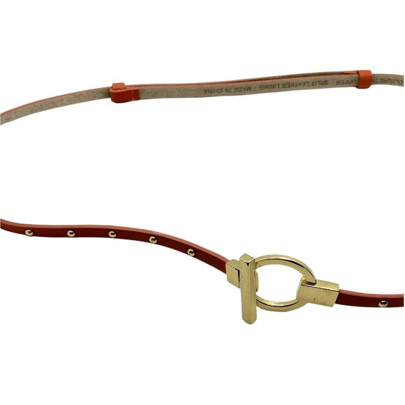 Toggle Belt Another Line Women's Orange Polyurethane Gold Stud Adjustable sz M/L - Picture 3 of 16